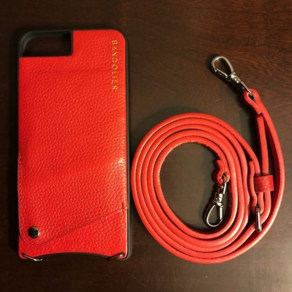 Bandolier- iPhone 8+ crossbody phone case- RED